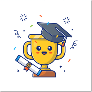 Cute graduation trophy cartoon Posters and Art